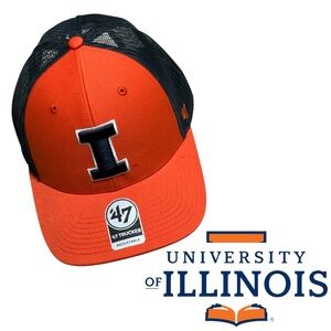 Illinois Fighting Illini '47 Brand Trucker Meshback Hat Orange Navy Block I OSFA